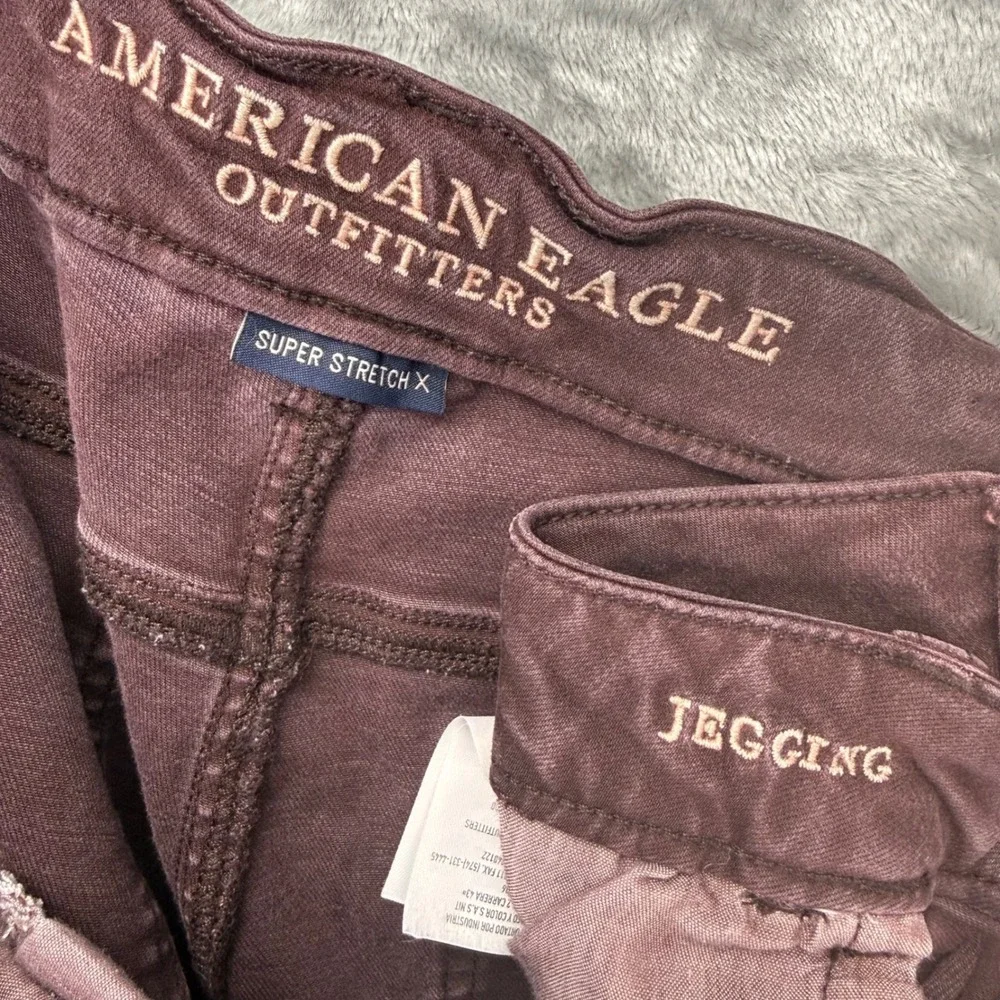 American Eagle Super Stretch X Jegging Burgundy Maroon Skinny Jean WMNS 14 Long